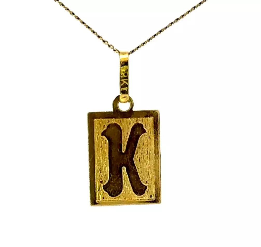 18Ct Yellow Gold 'K' Initial Charm Pendant