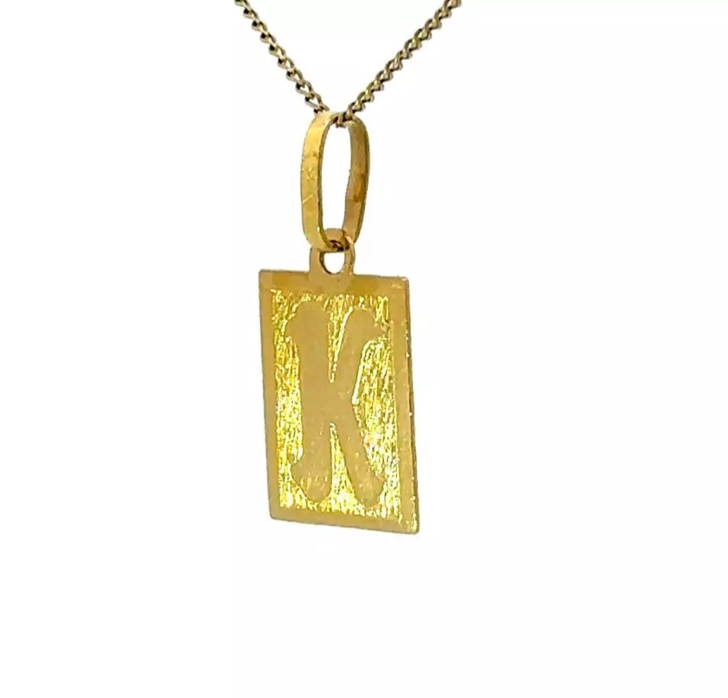 18Ct Yellow Gold 'K' Initial Charm Pendant
