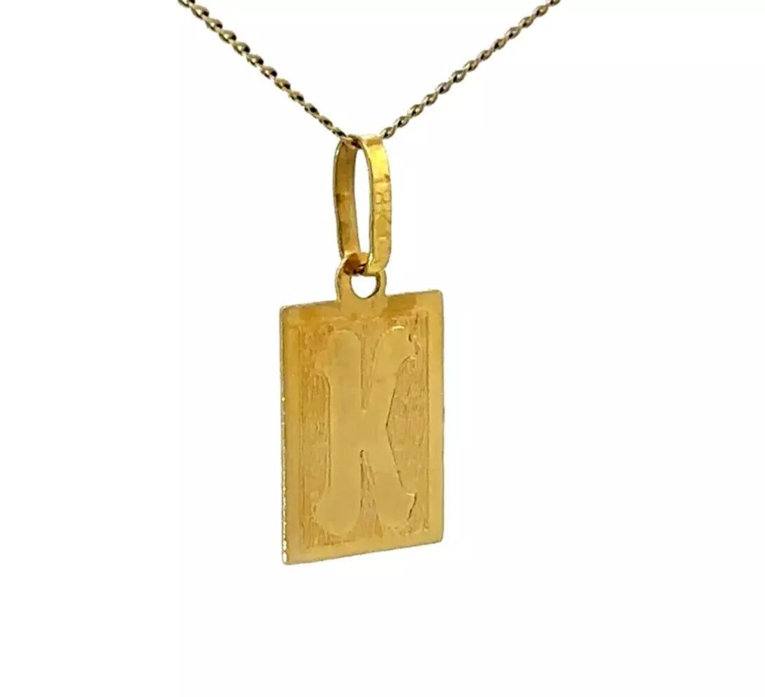 18Ct Yellow Gold 'K' Initial Charm Pendant