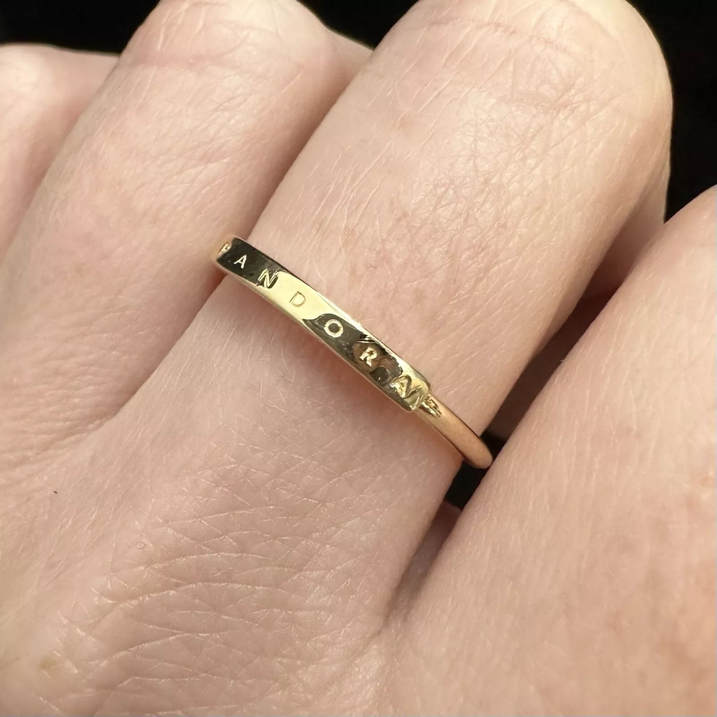 14Ct Yellow Gold Pandora Signature I-D Band Ring #152230C00 - Size 56 - Retired