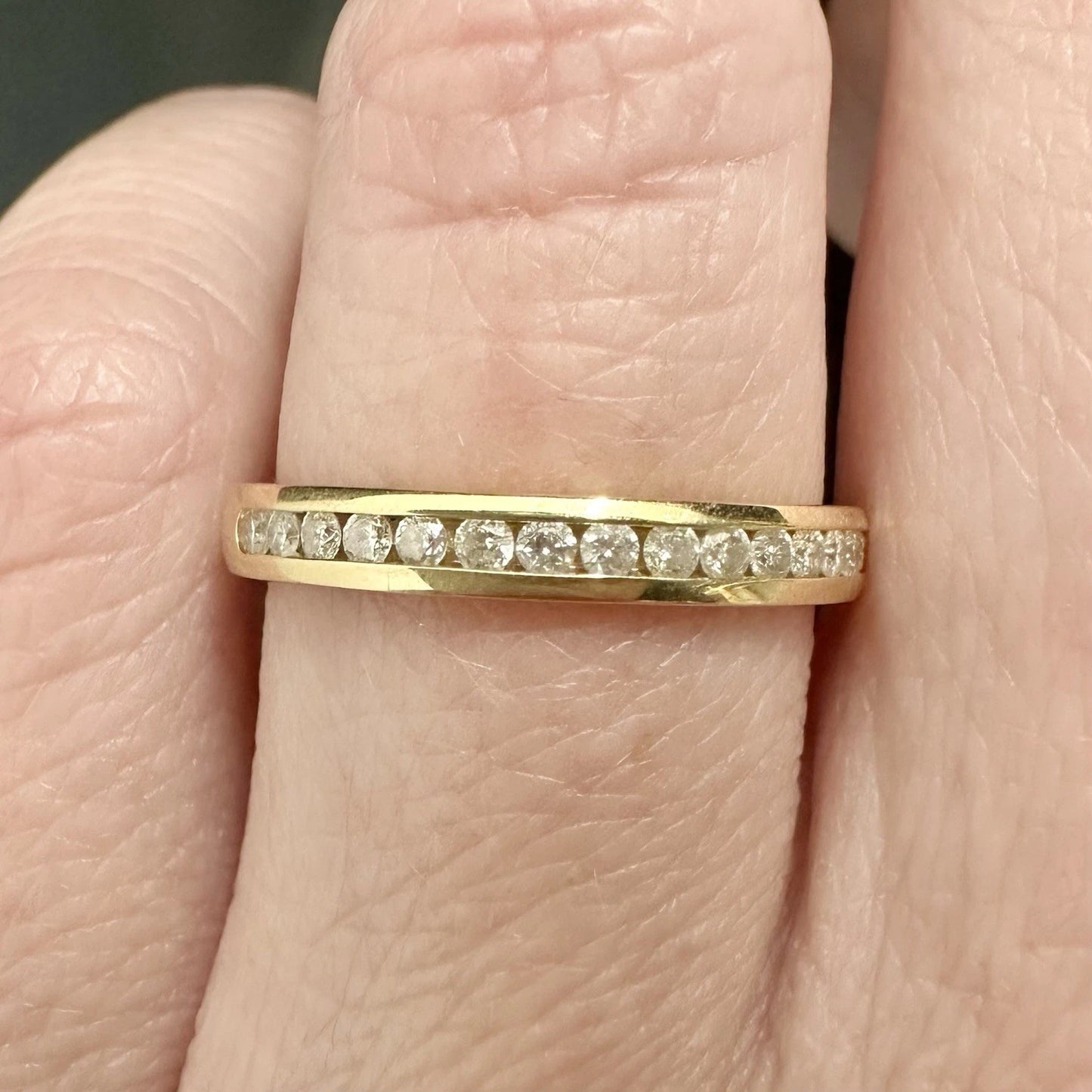 18Ct Yellow Gold Channel Set .50 Carat TW Diamond Full Eternity Ring Sz M