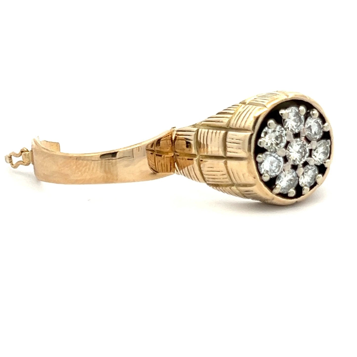 14Ct Yellow Gold 1.50 Carat TW Diamond Hinged Men's Ring Sz S1/2 WITH VALUATION