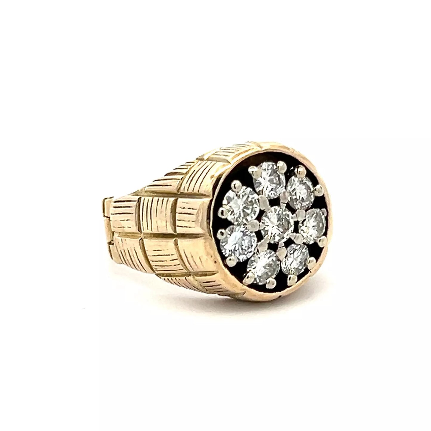 14Ct Yellow Gold 1.50 Carat TW Diamond Hinged Men's Ring Sz S1/2 WITH VALUATION