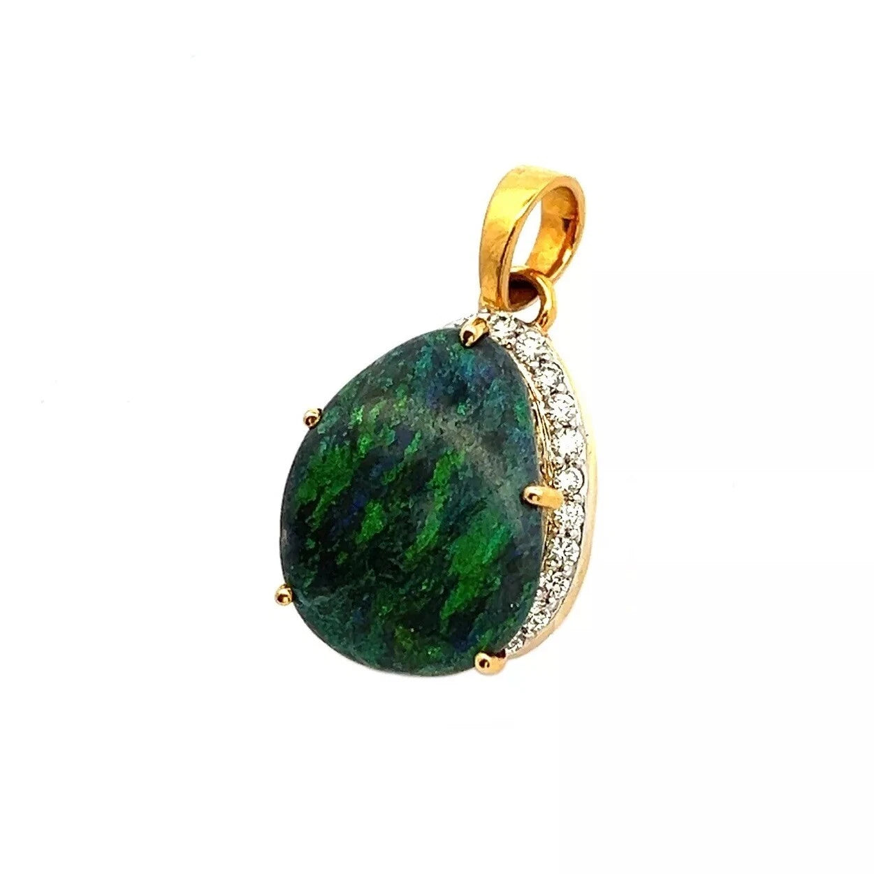 9Ct Yellow Gold Opal & 0.52 Carat TW Diamond Accent Pendant