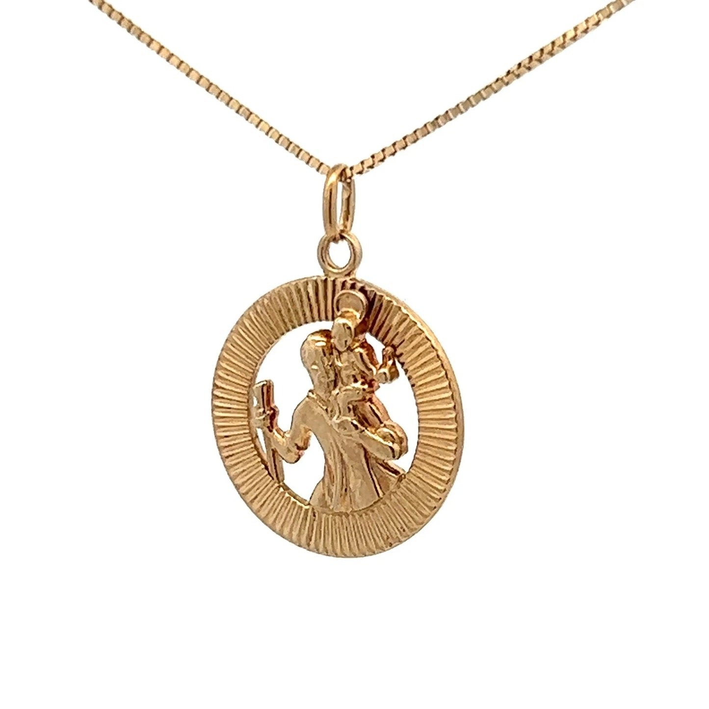 9Ct Yellow Gold Vintage Saint Christopher Charm Pendant
