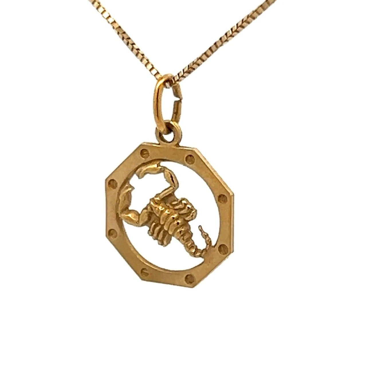 10Ct Yellow Gold Vintage Bolted Framed Scorpio Charm Pendant