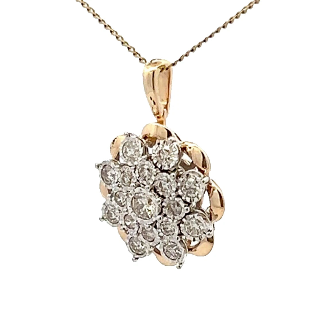 9Ct Yellow Gold Miracle Set .34 Carat TW Diamond Snow Flake Pendant