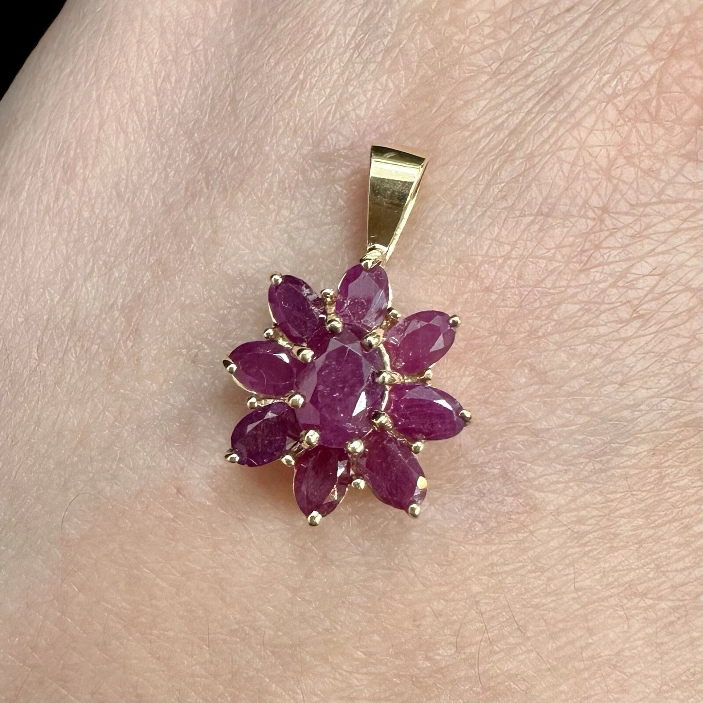 14Ct Rose Gold Faceted Ruby Pendant