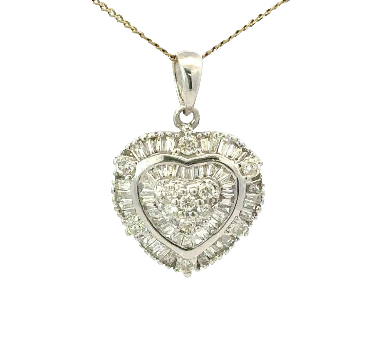 18Ct White Gold .35 Carat TW Diamond Heart Charm Pendant