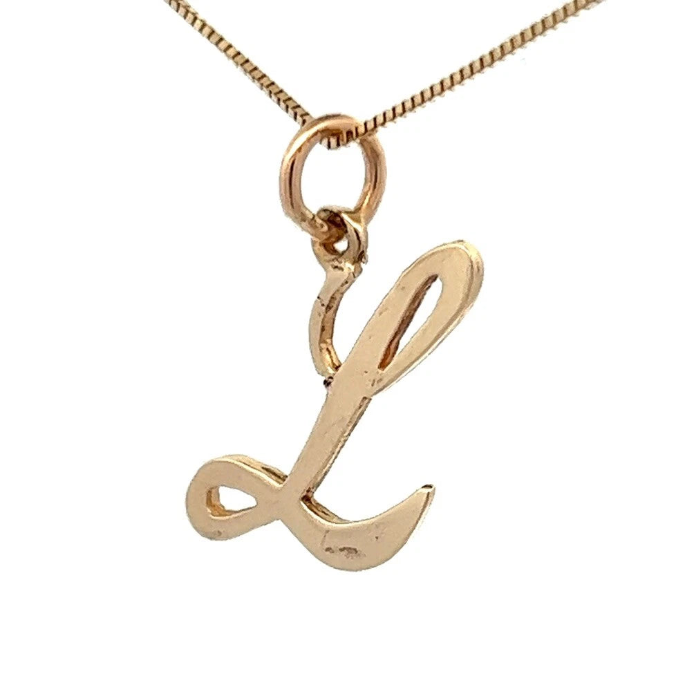 9Ct Yellow Gold 'L' Initial Charm Pendant