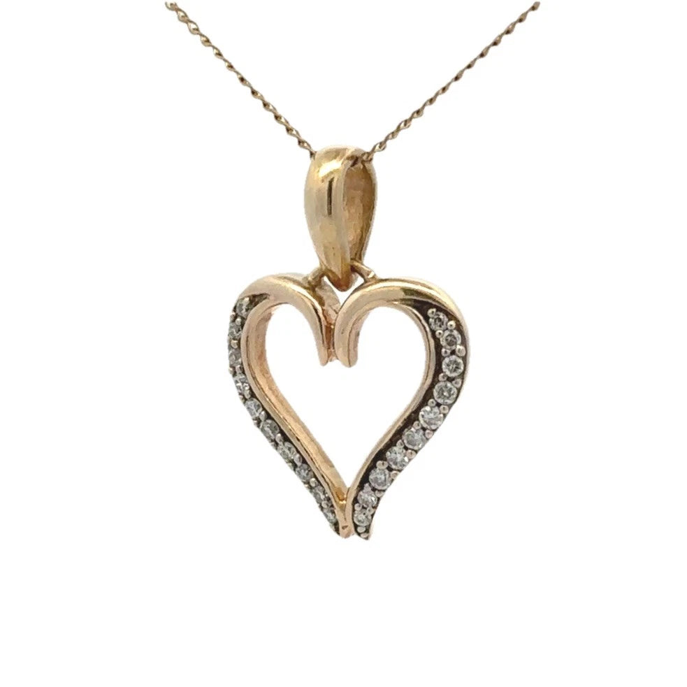 9Ct Yellow Gold .10 Carat TDW Diamond Set Heart Pendant