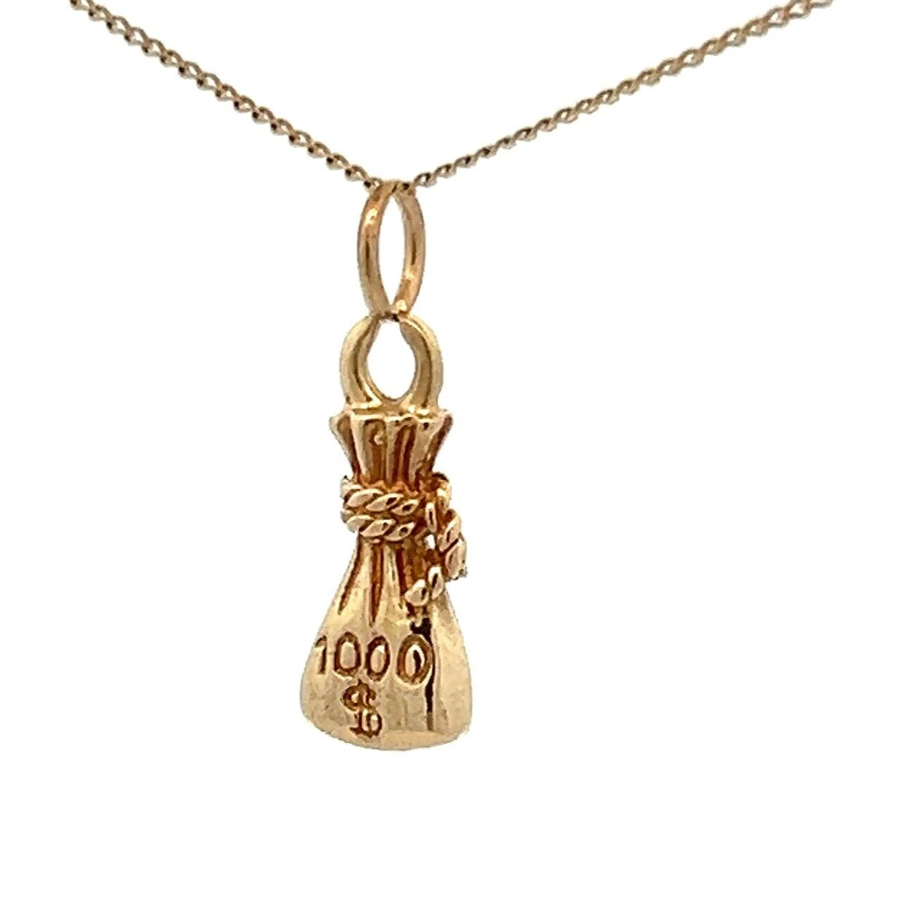 9Ct Yellow Gold Lucky Moneybag Charm Pendant