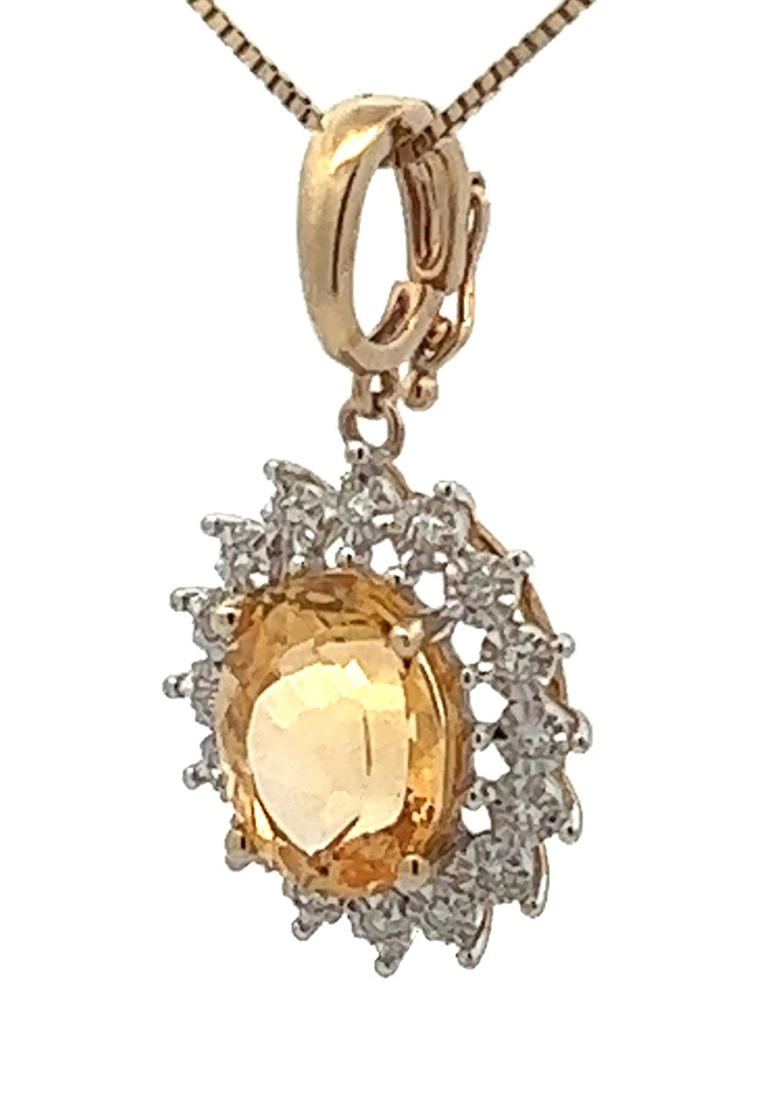 9Ct Yellow Gold Synthetic Citrine and Diamond Enhancer Pendant