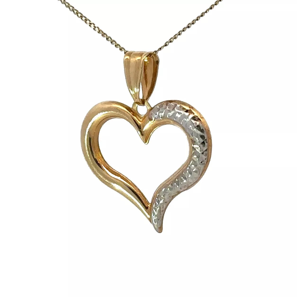 9Ct Two-Toned Gold Heart Charm Pendant