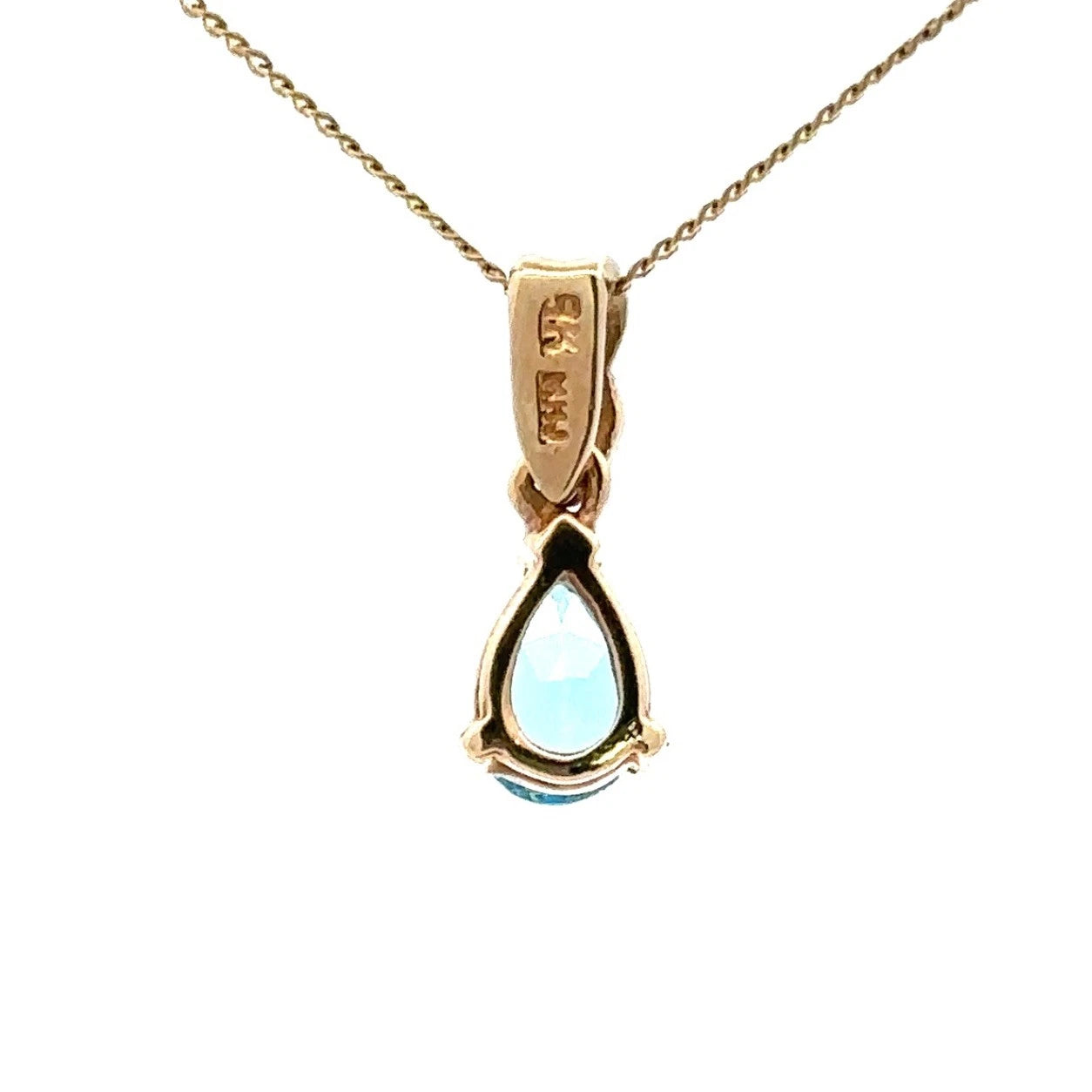 9Ct Yellow Gold Blue Topaz Pendant