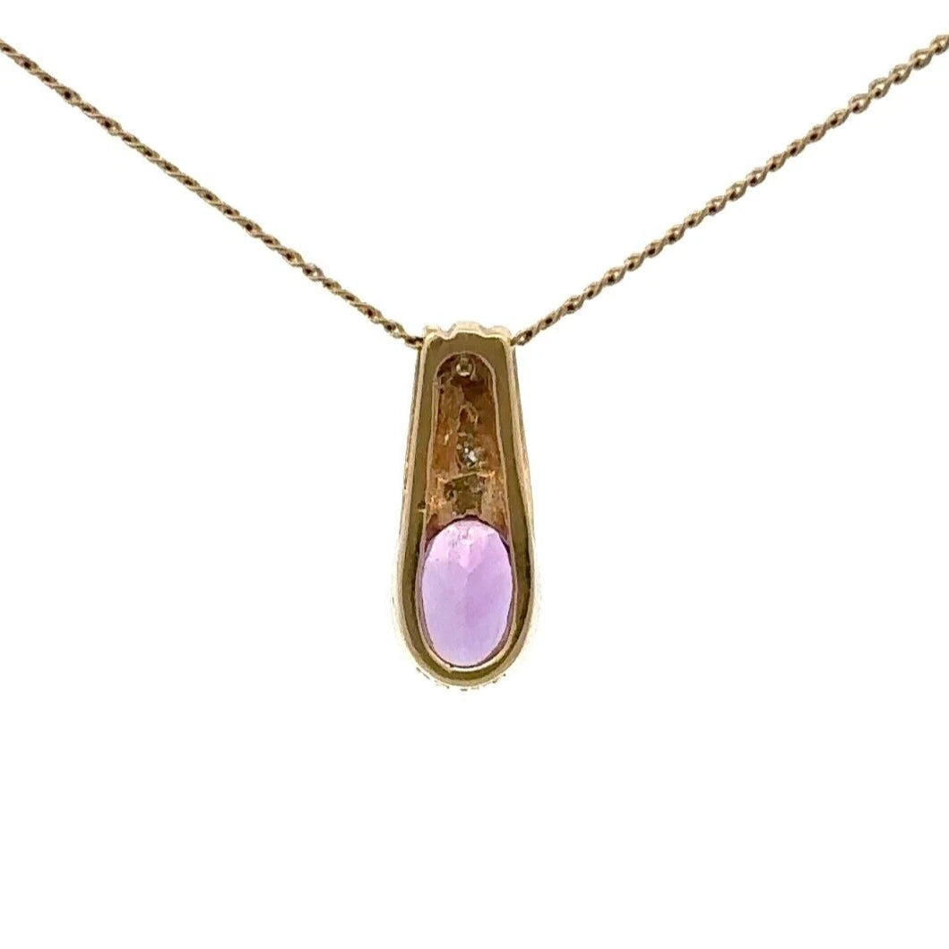9Ct Yellow Gold Amethyst and Diamond Accent Charm Pendant