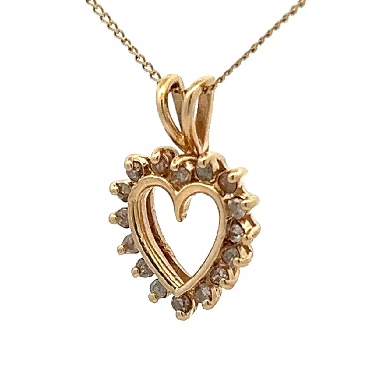 10Ct Yellow Gold 1/4 Carat TW Diamond Heart Charm Pendant