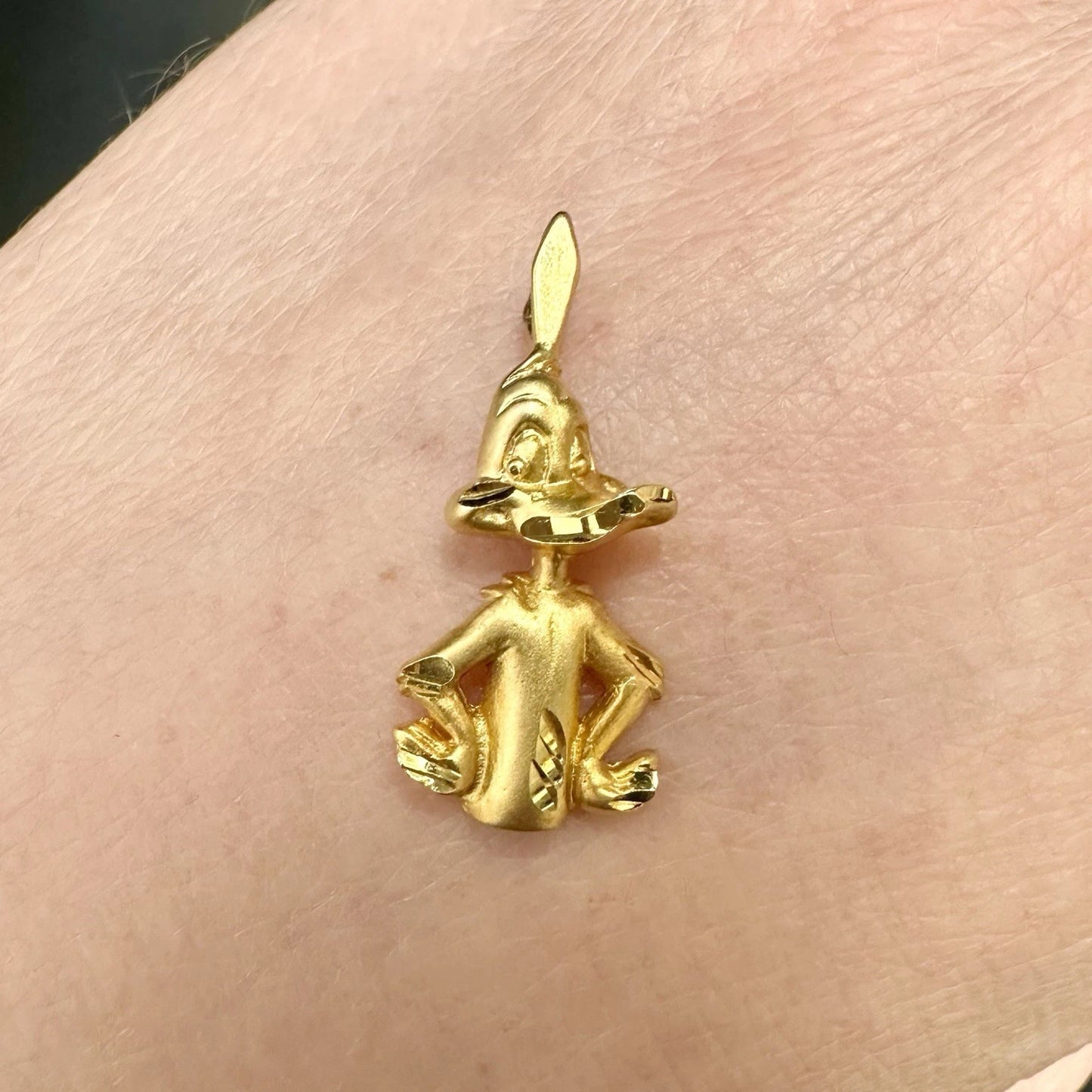14Ct Yellow Gold Vintage Looney Tunes Daffy Duck Slider Charm Pendant