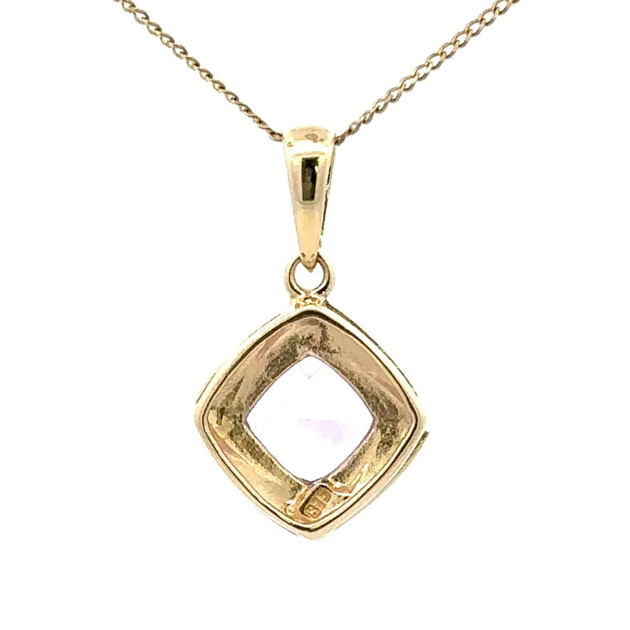 9Ct Two-Toned Gold Amethyst & Diamond Accent Pendant