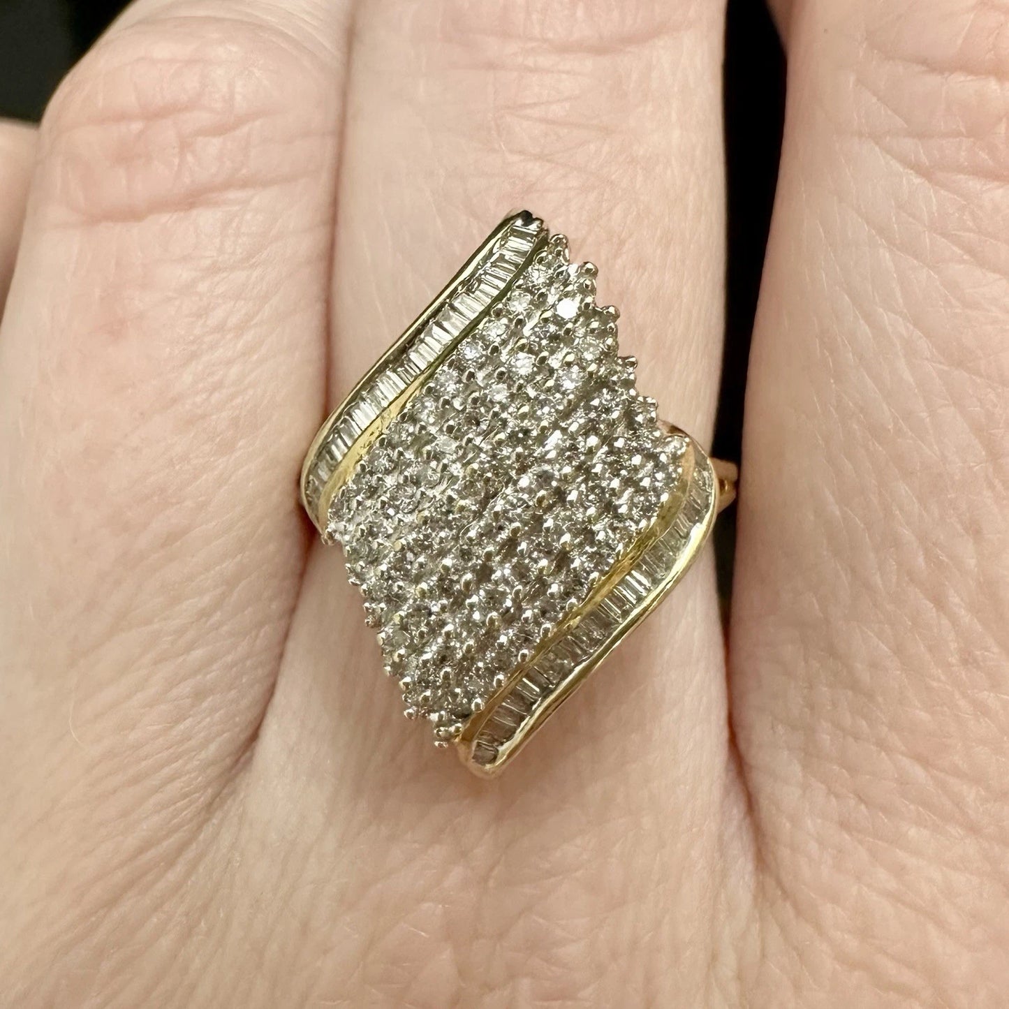 9Ct Yellow Gold Diamond Cluster Dress Ring Sz N