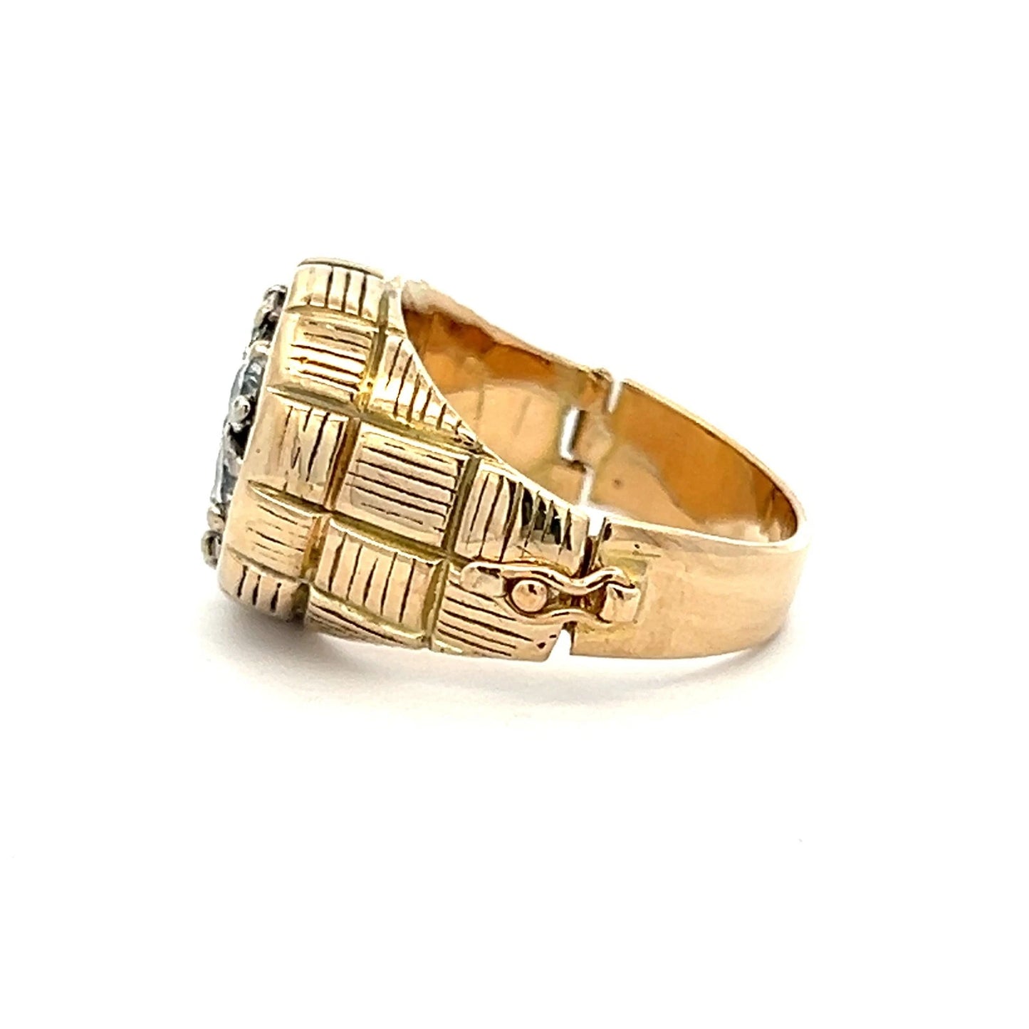14Ct Yellow Gold 1.50 Carat TW Diamond Hinged Men's Ring Sz S1/2 WITH VALUATION