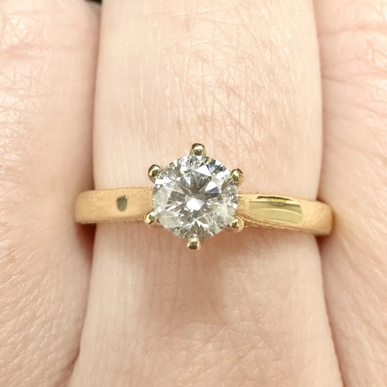 18Ct Two-Toned Gold .45 Carat TW Diamond Millgrain Set Solitaire Ring