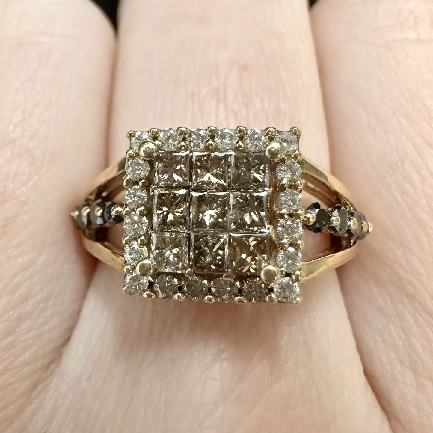 9Ct Yellow Gold 1.06 Carat TW Multi Diamond Dress Ring Sz N 1/2 WITH VALUATION