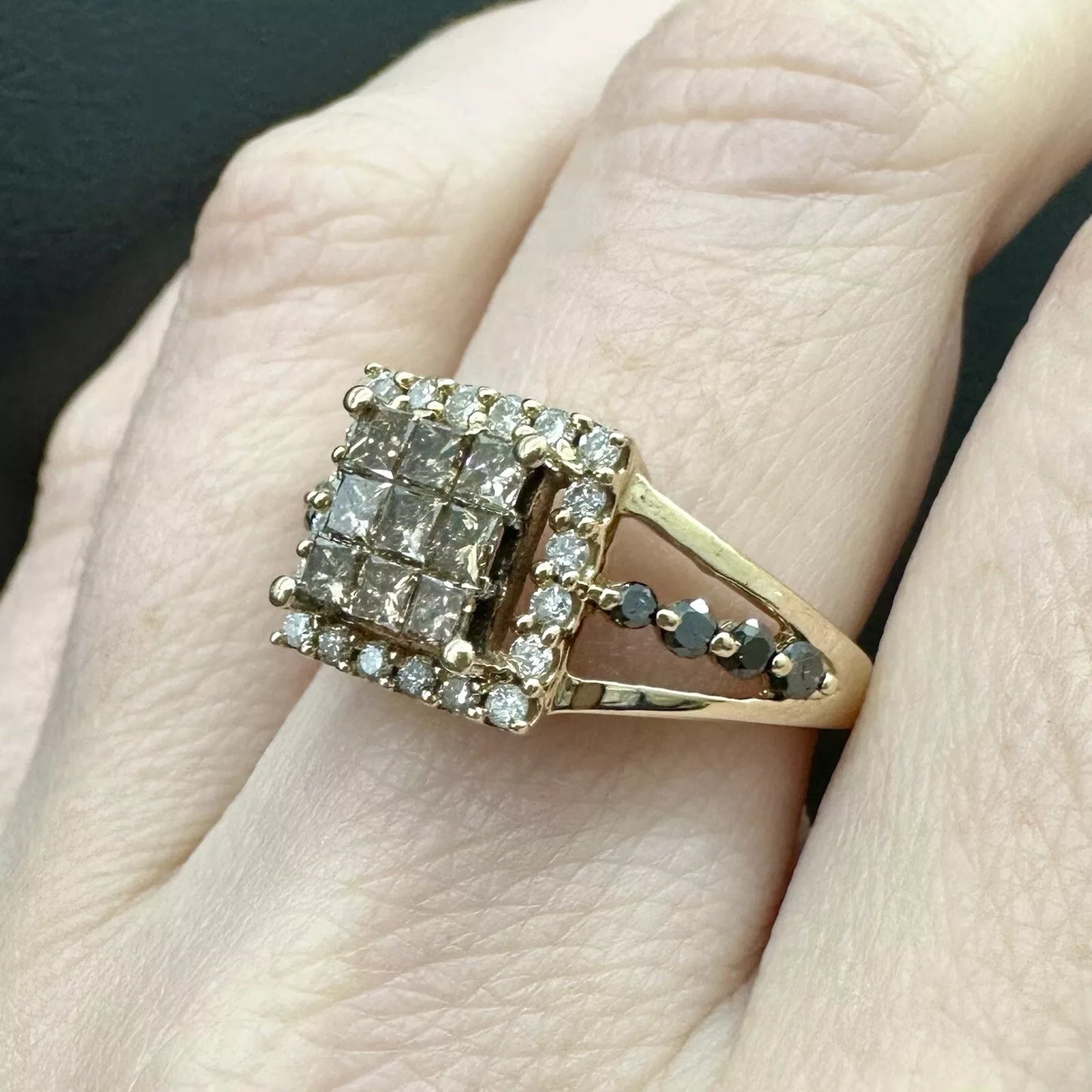 9Ct Yellow Gold 1.06 Carat TW Multi Diamond Dress Ring Sz N 1/2 WITH VALUATION