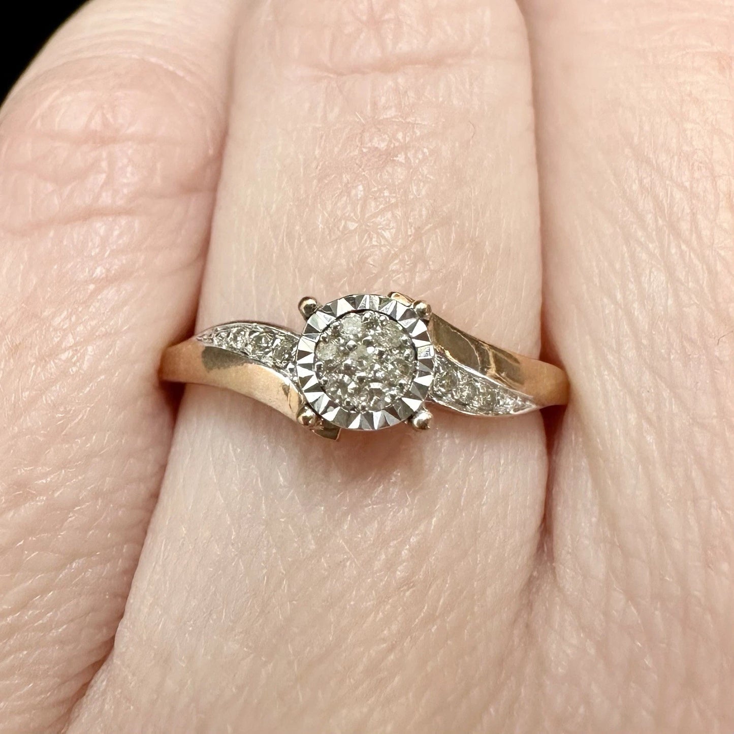 9Ct Rose Gold Diamond Accent Split Shank Ring Sz L