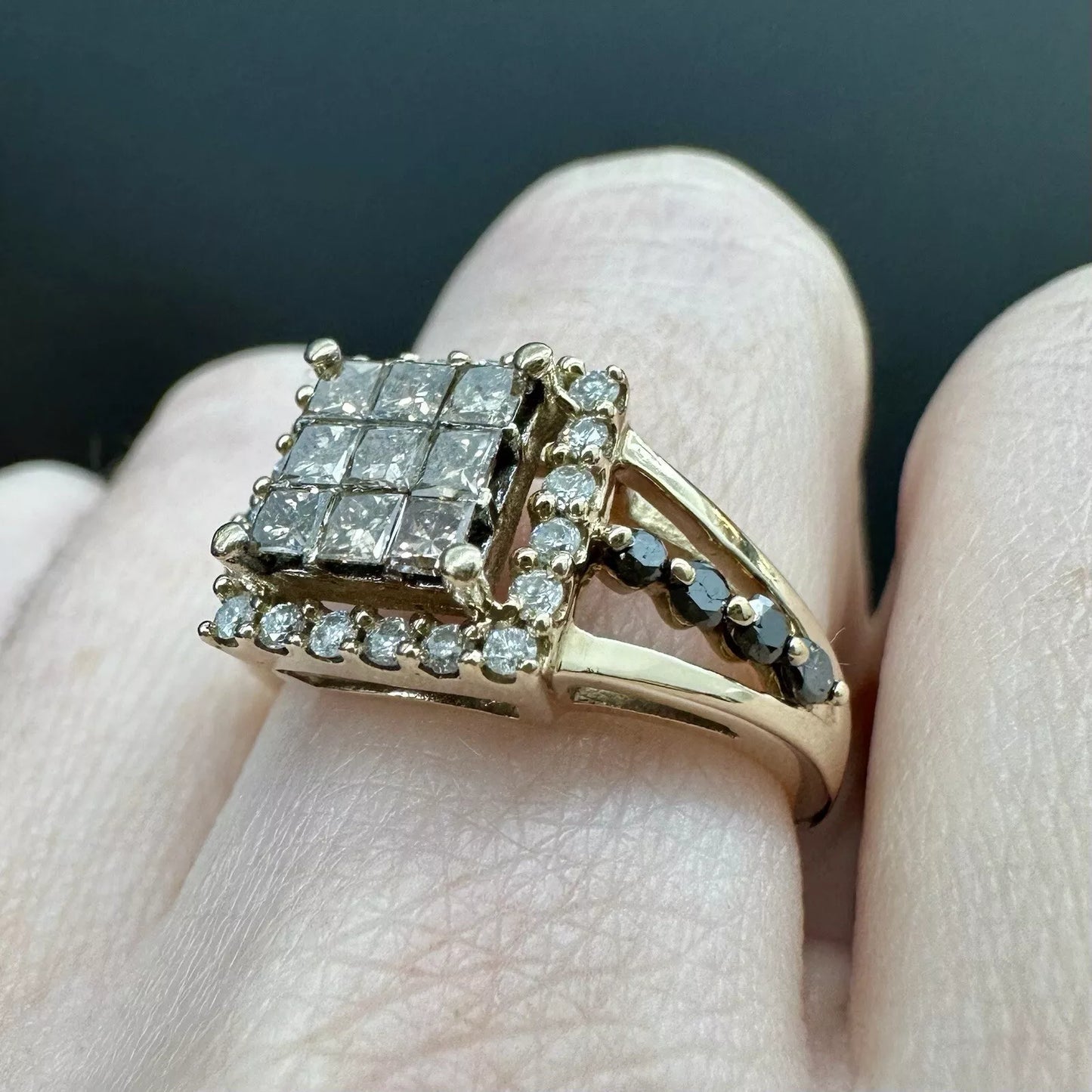 9Ct Yellow Gold 1.06 Carat TW Multi Diamond Dress Ring Sz N 1/2 WITH VALUATION