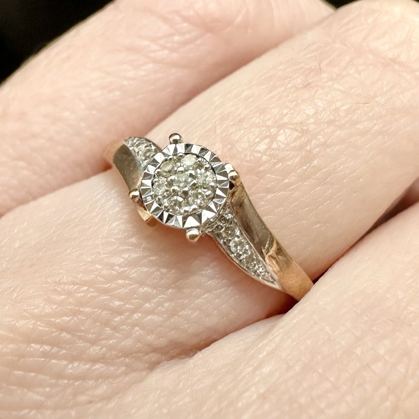 9Ct Rose Gold Diamond Accent Split Shank Ring Sz L