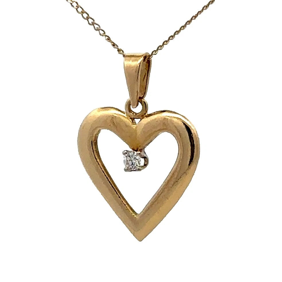 18Ct Yellow Gold Diamond Set Heart Pendant