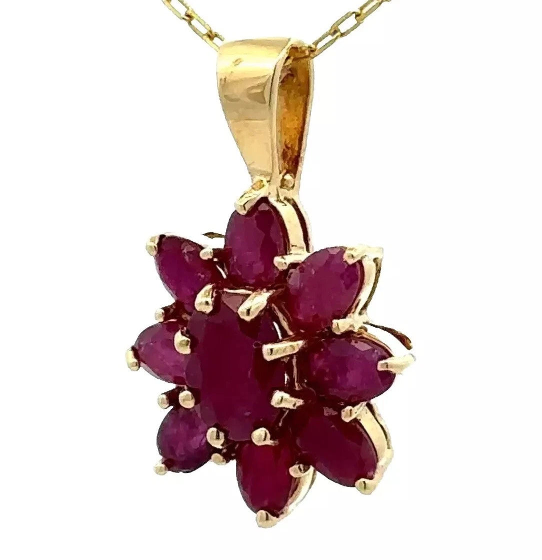 14Ct Rose Gold Faceted Ruby Pendant