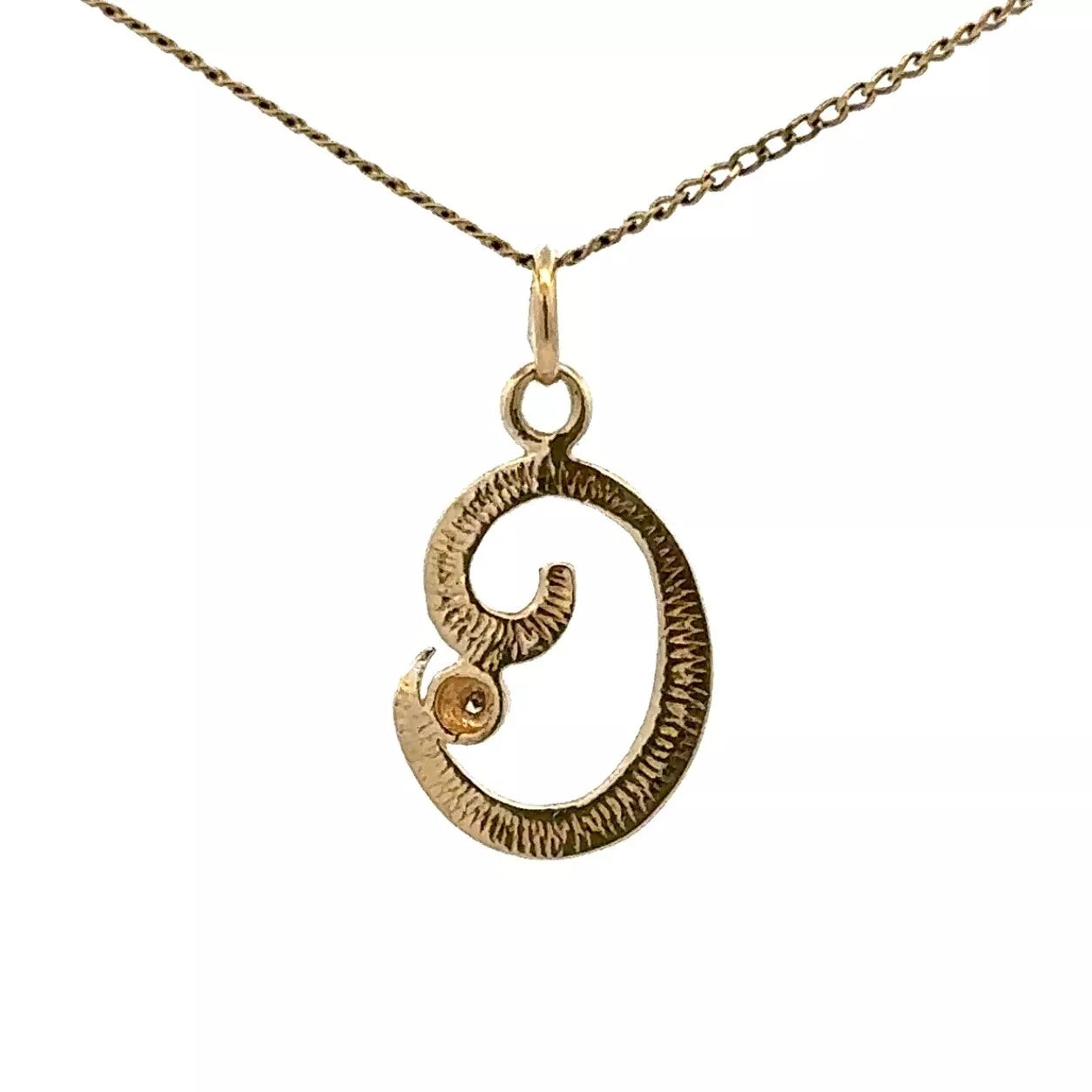 9Ct Yellow Gold 'C' Initial Charm Diamond Set Pendant