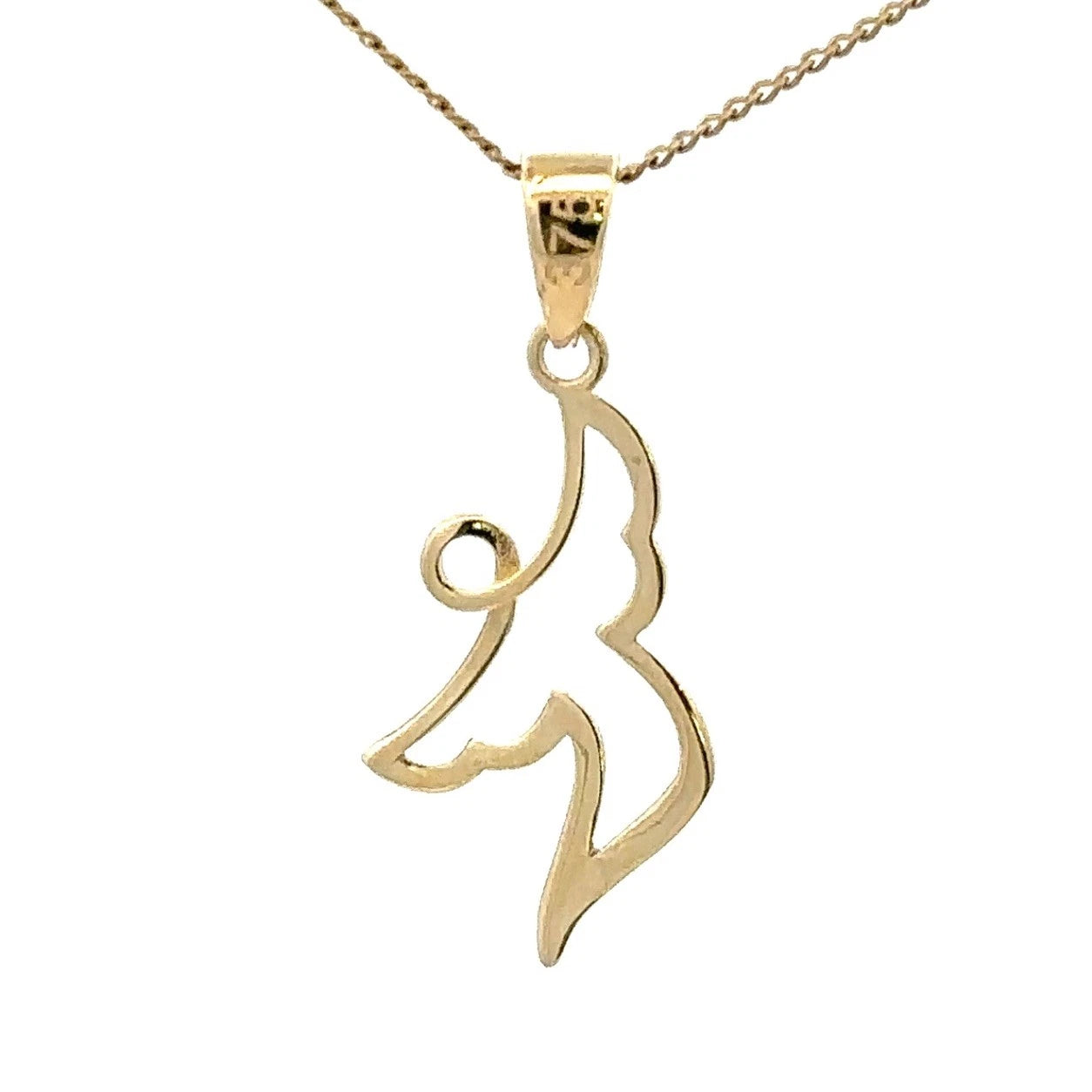 9Ct Yellow Gold Open Angel Pendant