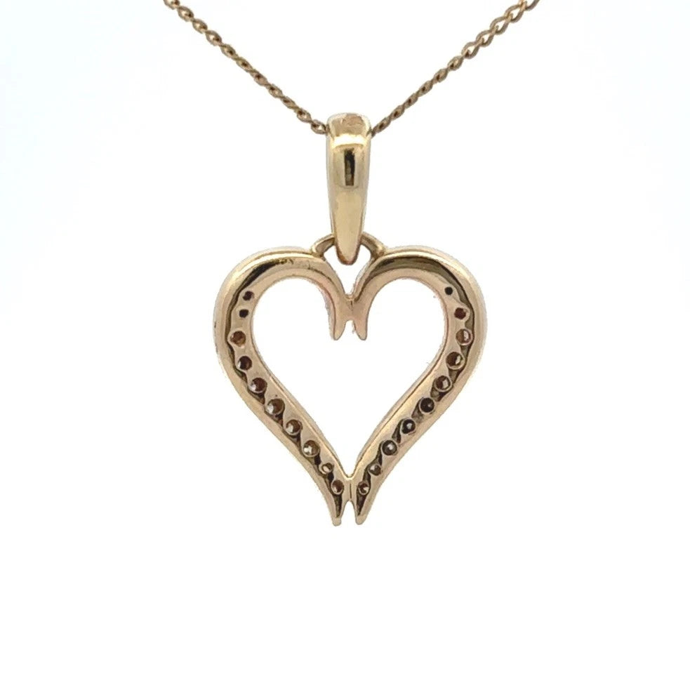 9Ct Yellow Gold .10 Carat TDW Diamond Set Heart Pendant