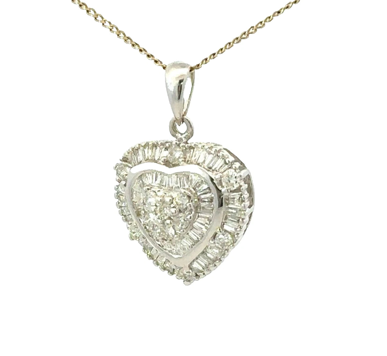 18Ct White Gold .35 Carat TW Diamond Heart Charm Pendant