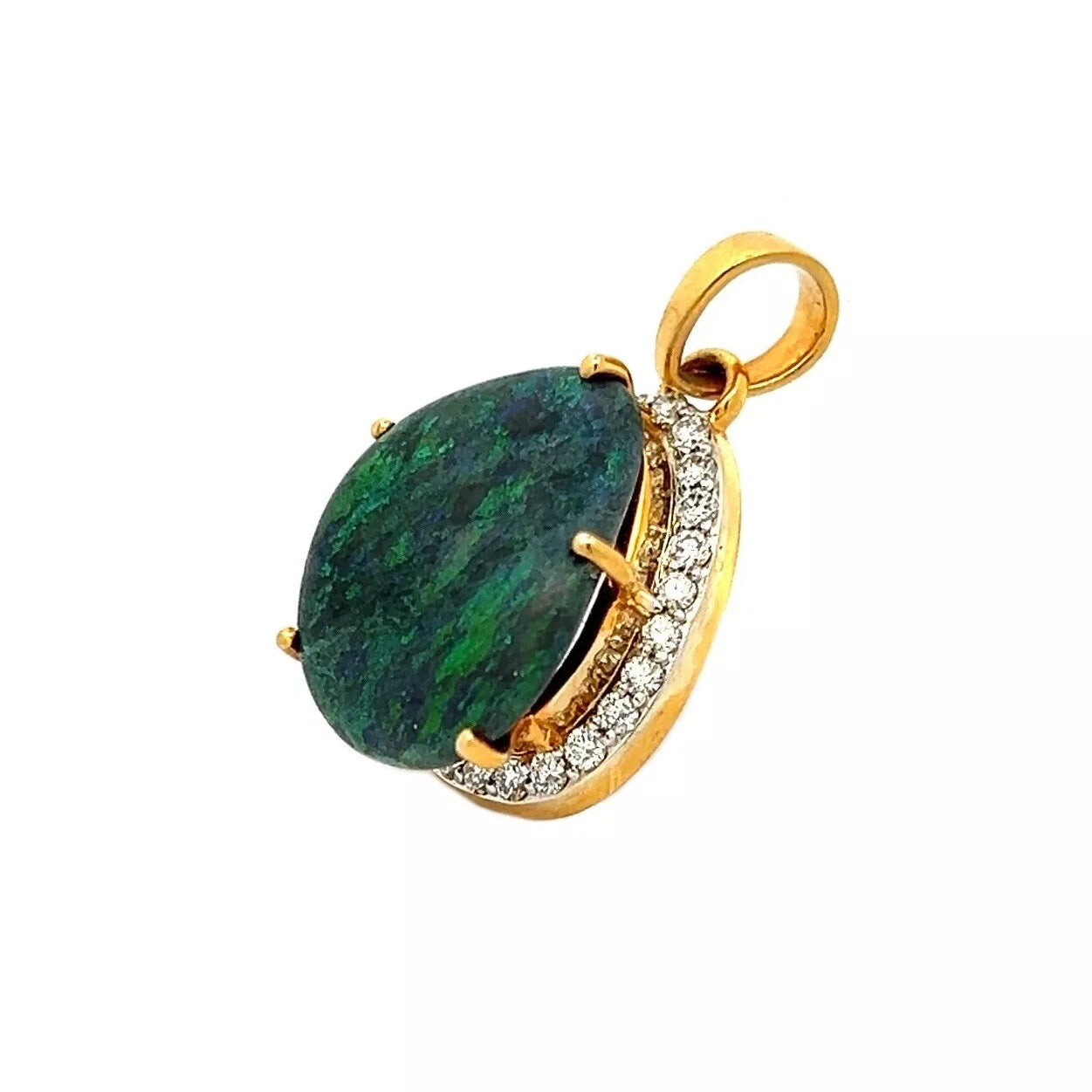 9Ct Yellow Gold Opal & 0.52 Carat TW Diamond Accent Pendant