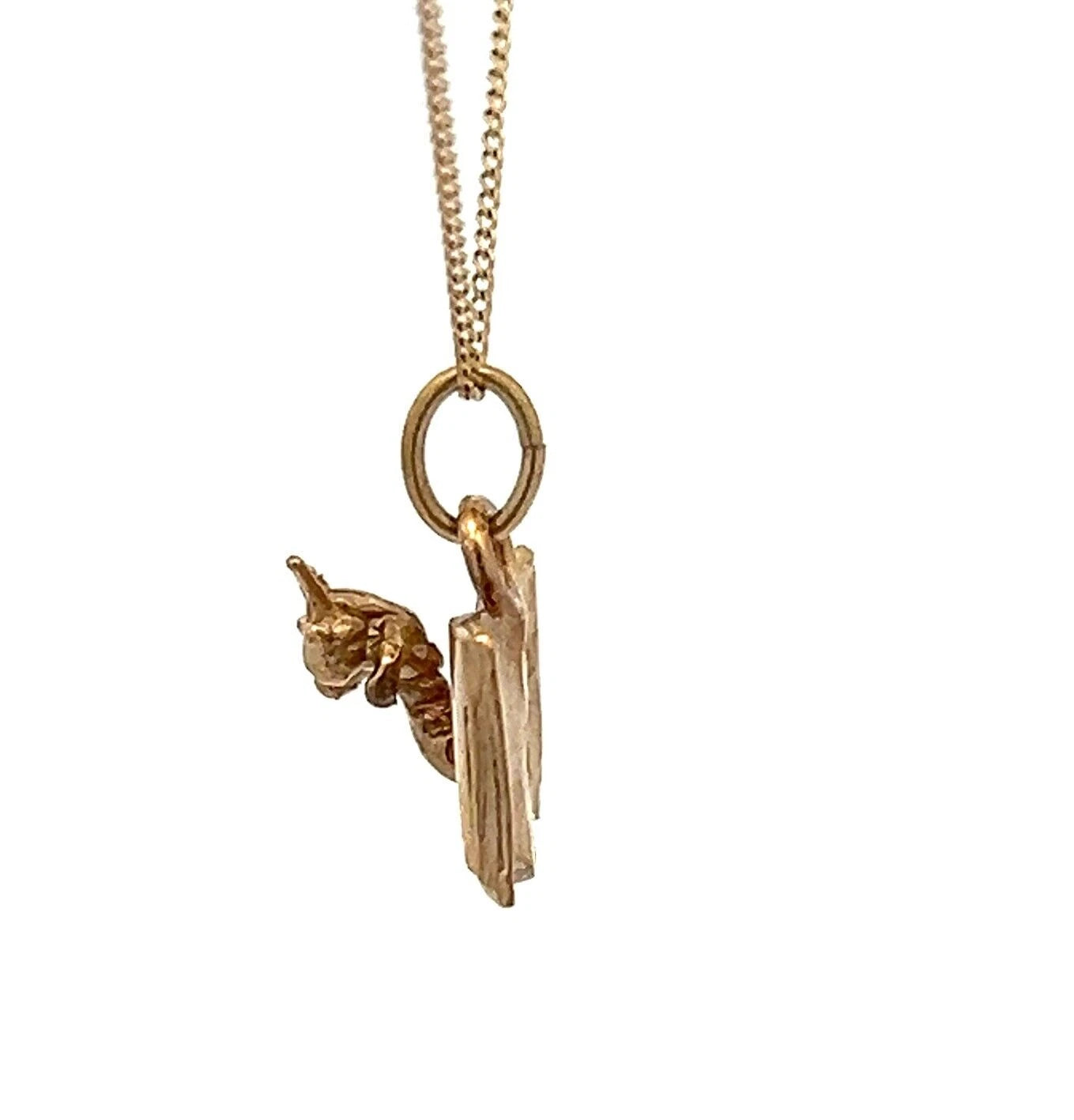 9Ct Yellow Gold Vintage Bookworm Charm Pendant