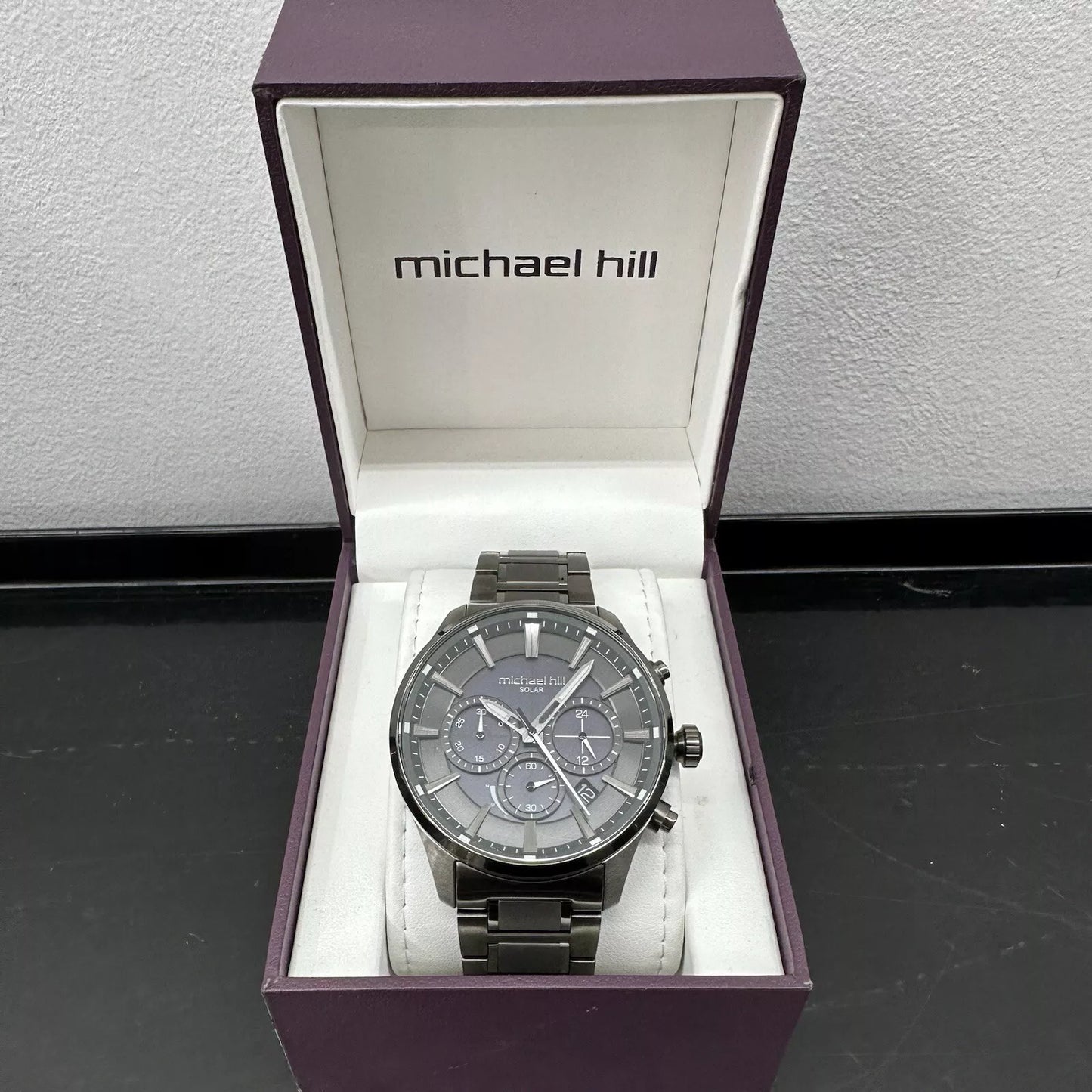 Michael Hill Solar Powered Chronograph Men's Black Toned Stainless Steel Watch