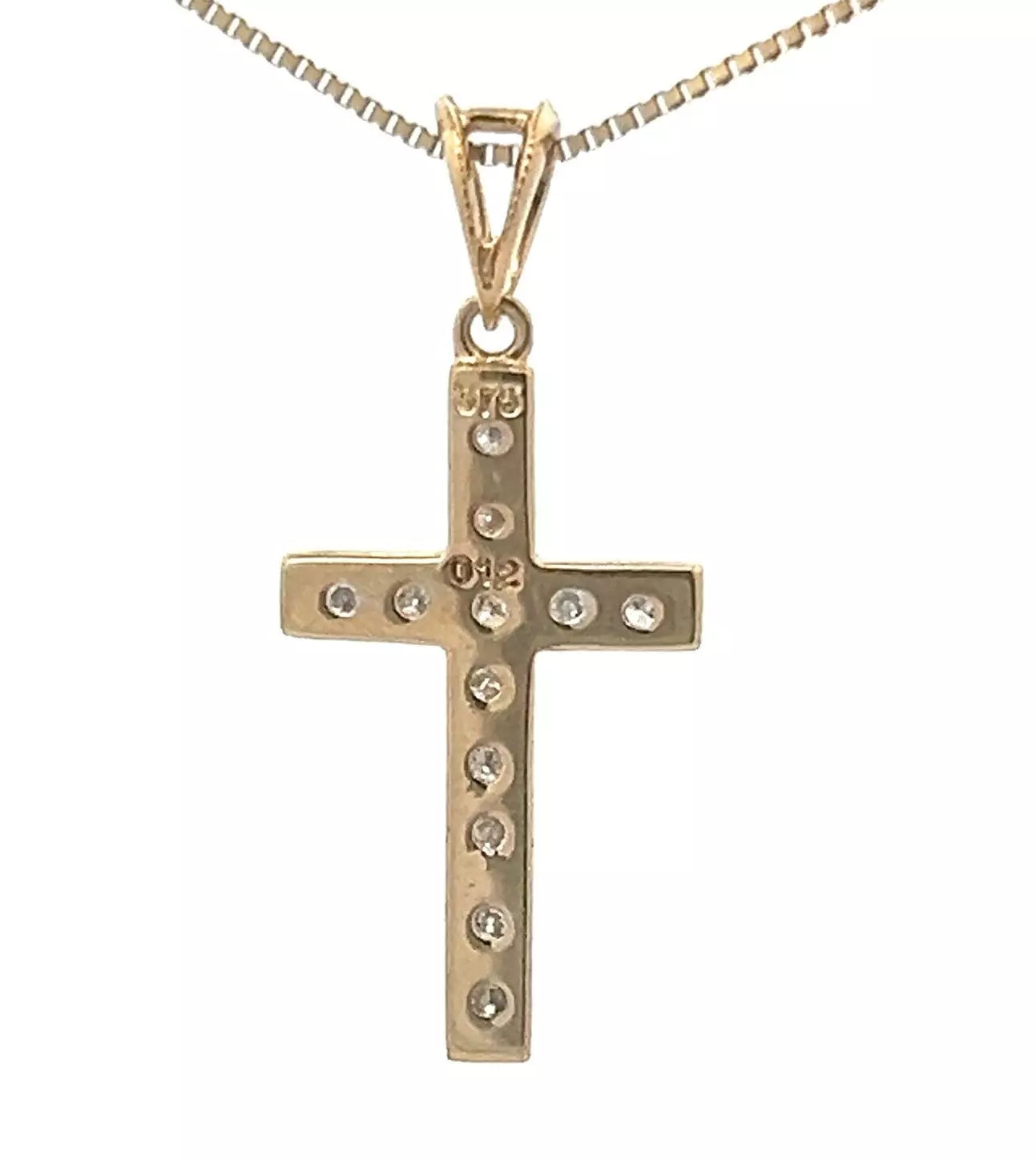 9Ct Two-Toned Gold 0.12 Carat TW Diamond Cross Charm Pendant