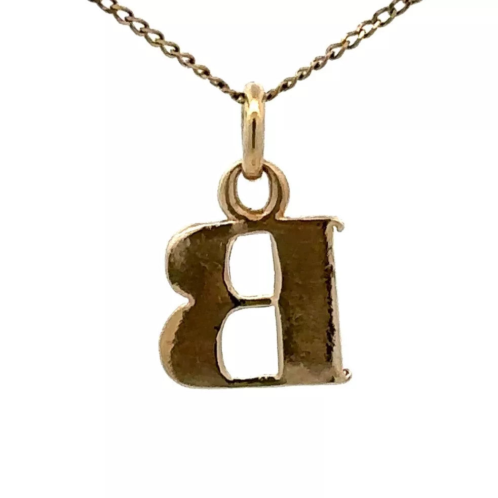 9Ct Yellow Gold 'B' Initial Charm Pendant