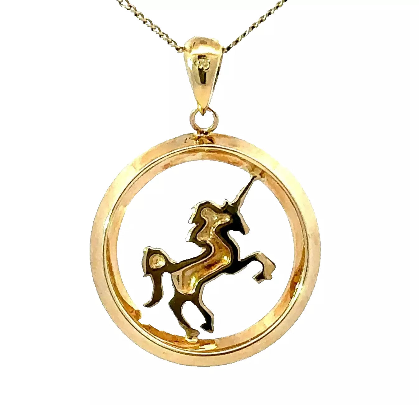 9Ct Yellow Gold Unicorn Pendant With CZ Accents
