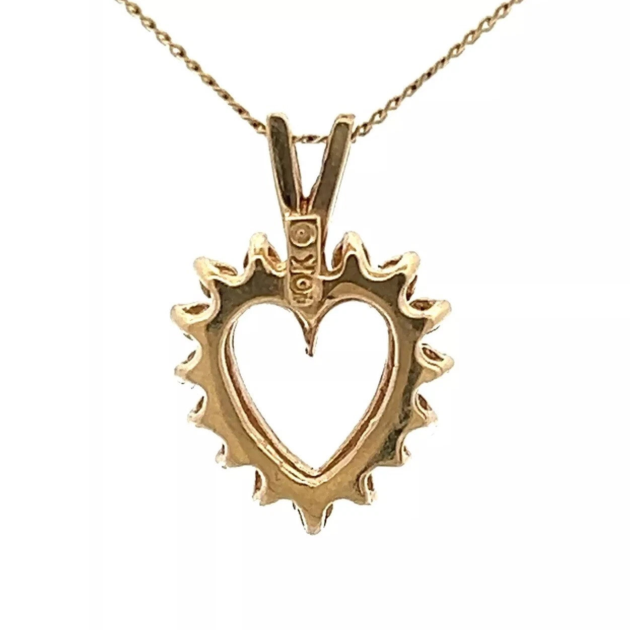 10Ct Yellow Gold 1/4 Carat TW Diamond Heart Charm Pendant