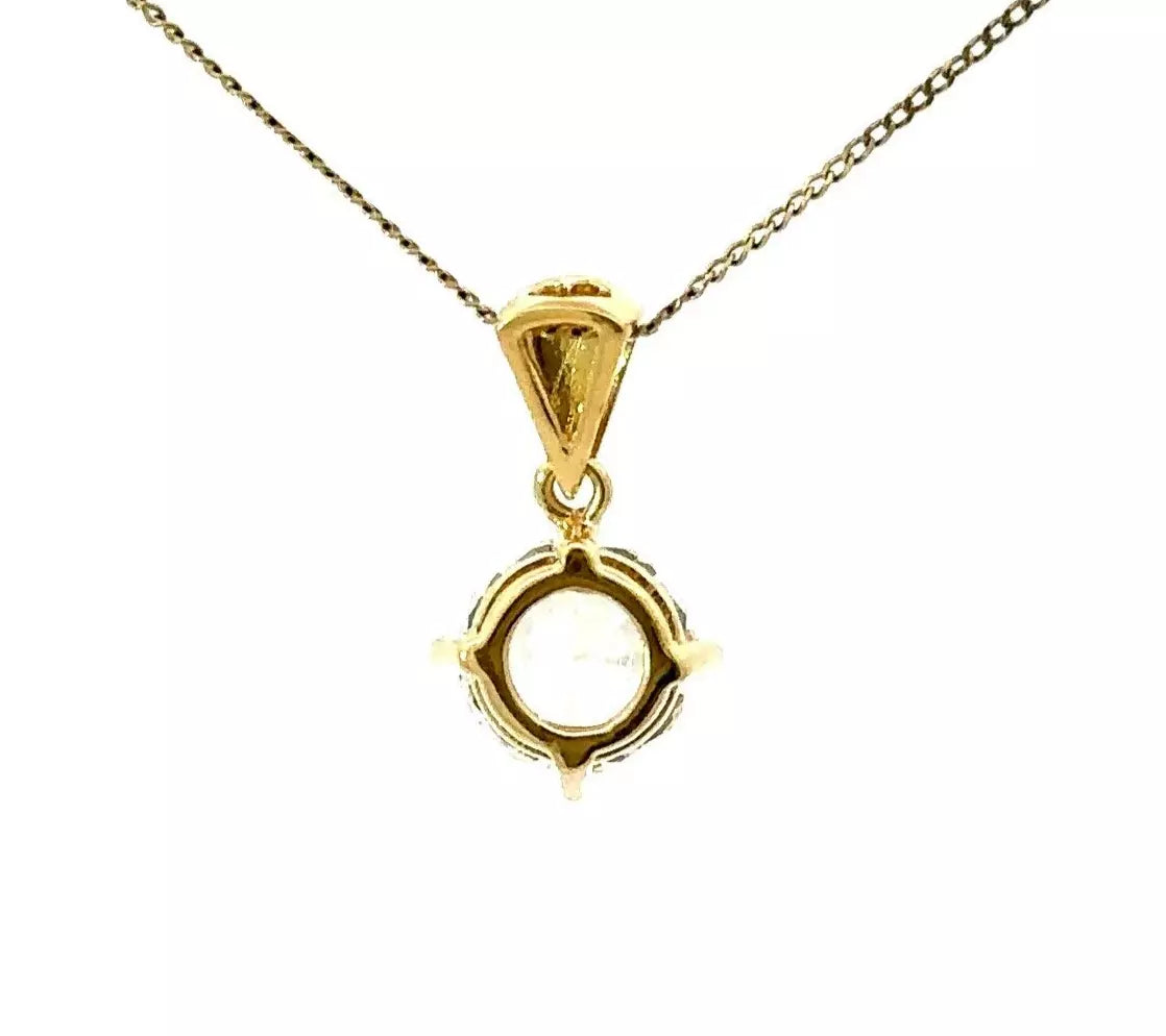 18Ct Yellow Gold 2.00 Carat TW Diamond Simulant Solitaire Charm Pendant
