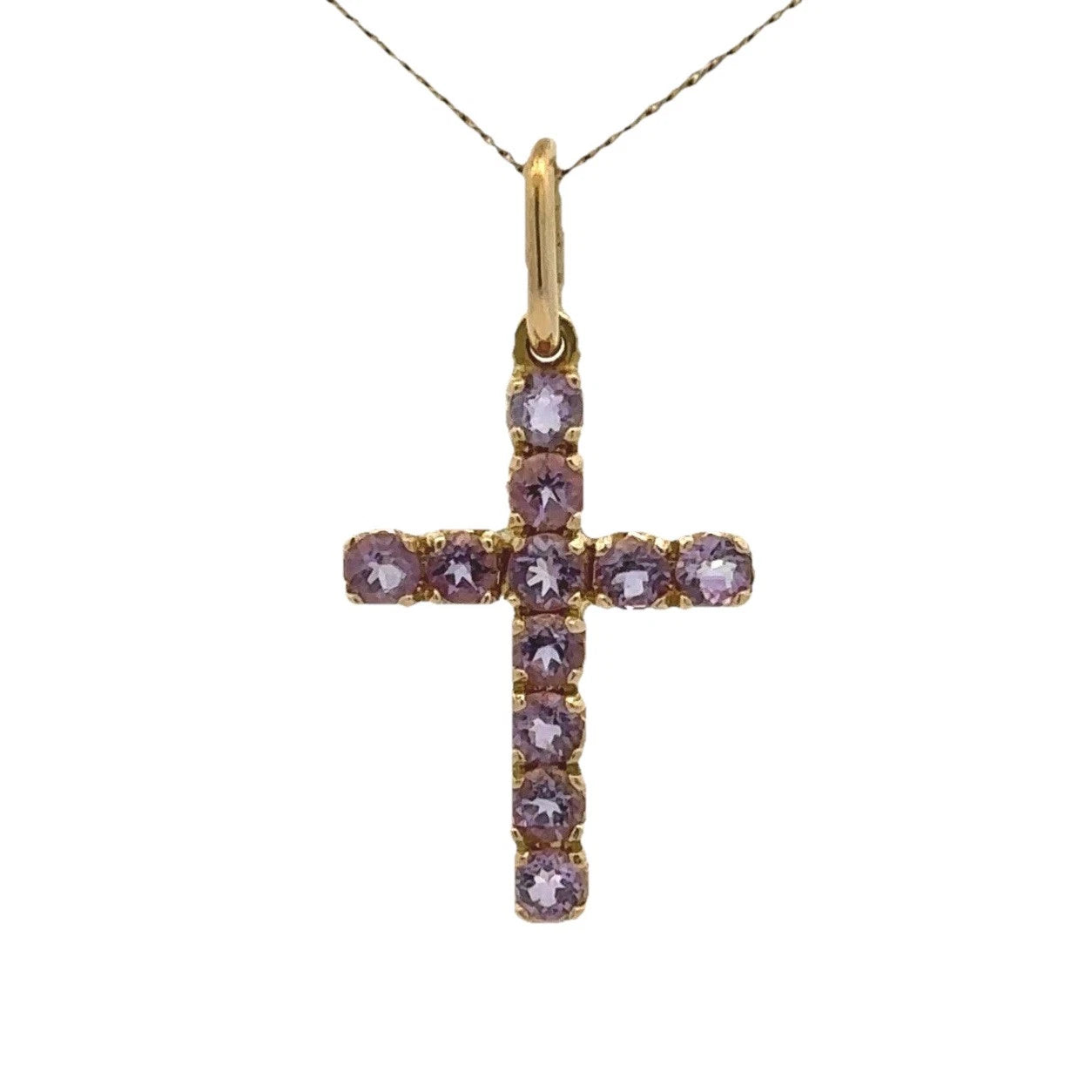 18Ct Yellow Gold Amethyst Cross Pendant