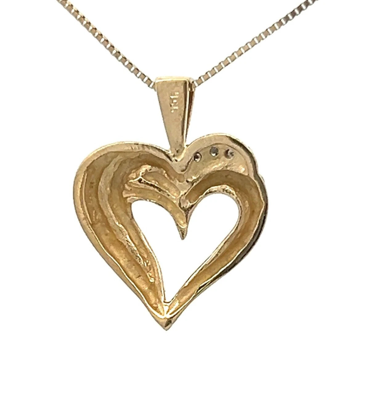 9Ct Yellow Gold Diamond Accent Heart Charm Pendant