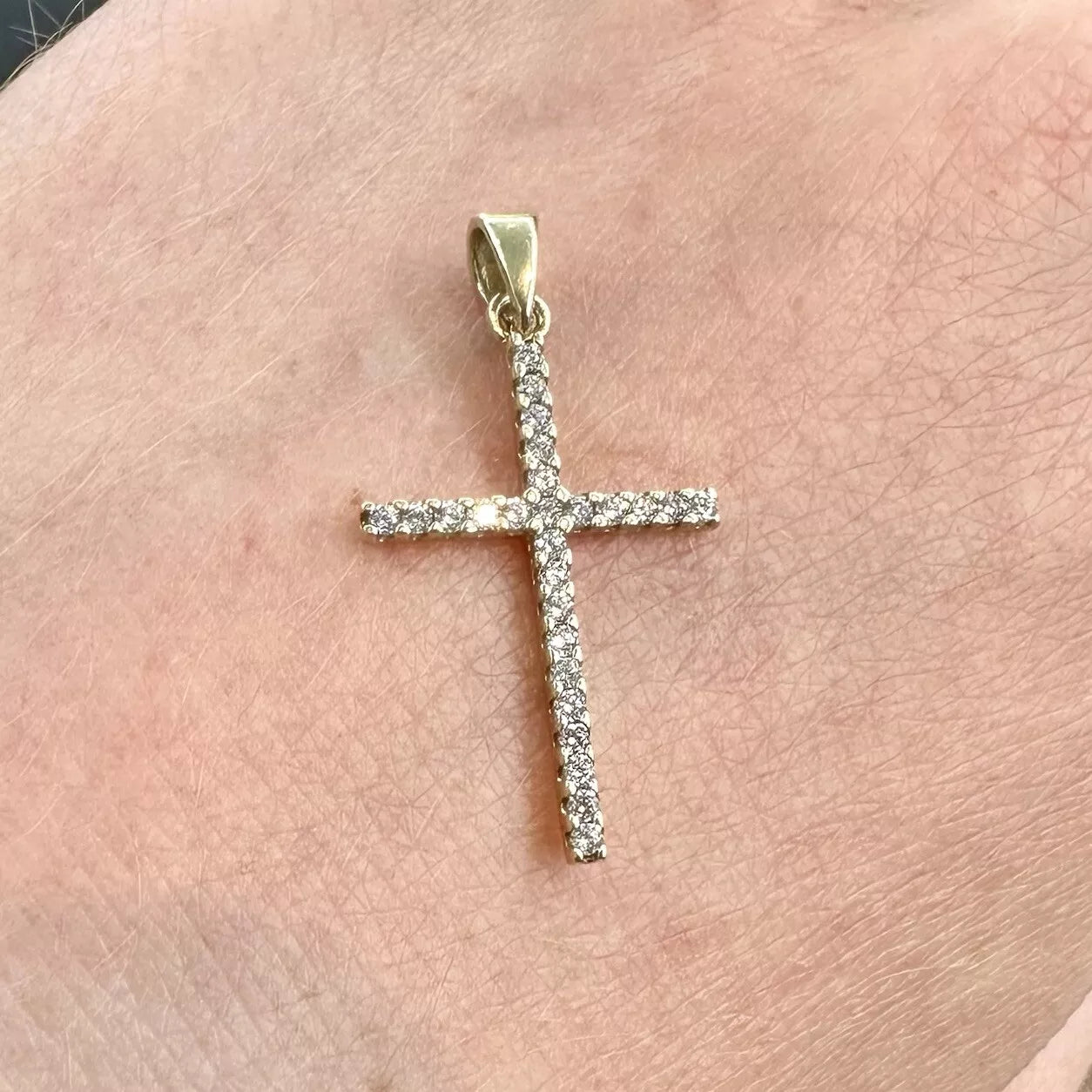 9Ct Yellow Gold CZ Set Cross Pendant