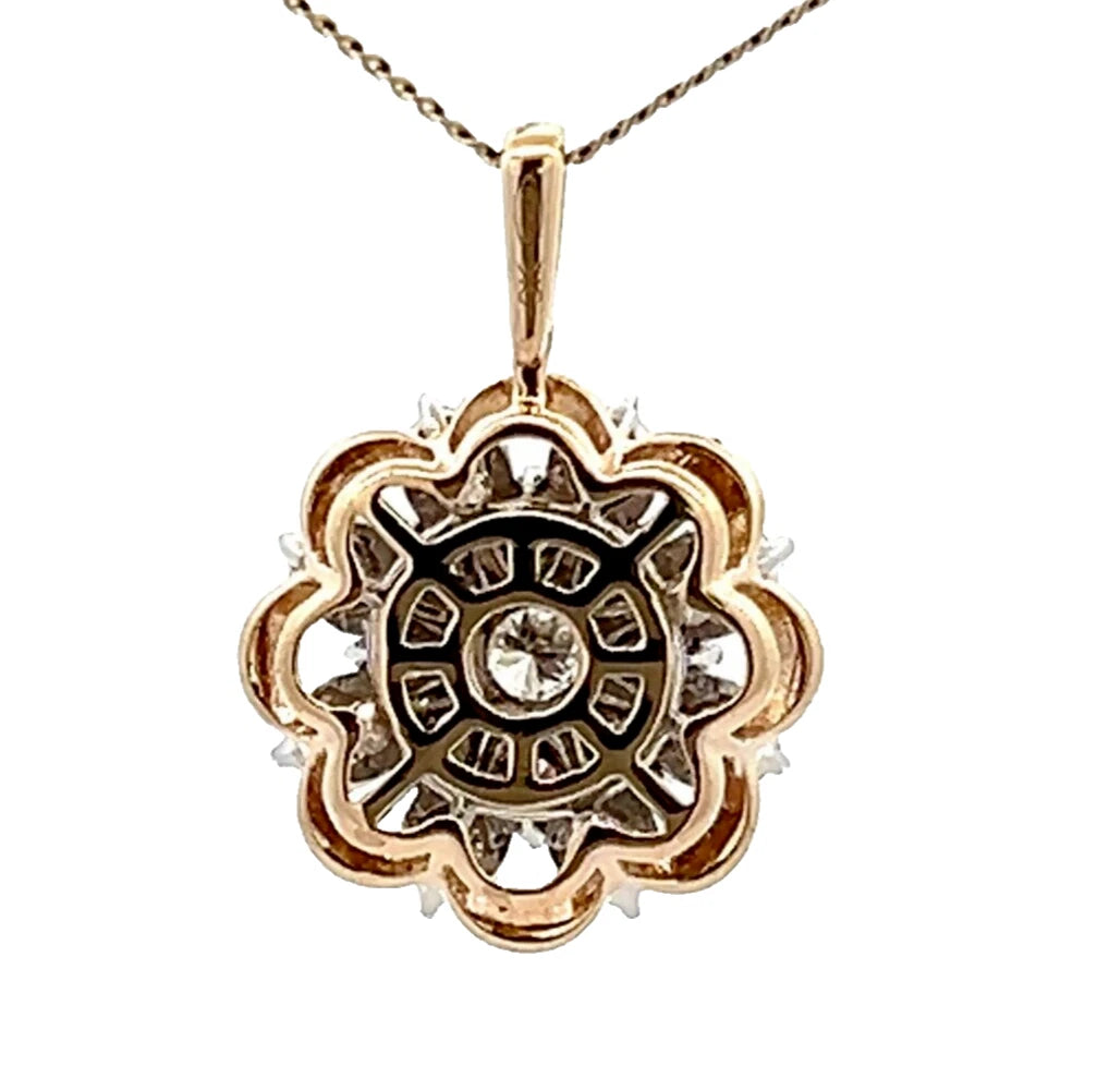 9Ct Yellow Gold Miracle Set .34 Carat TW Diamond Snow Flake Pendant