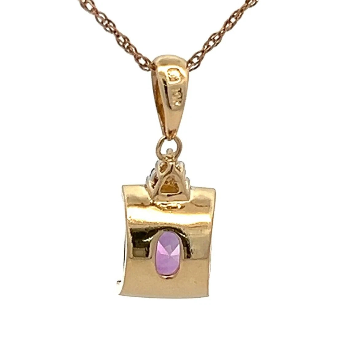 10Ct Yellow Gold Amethyst Diamond Accent Charm Pendant